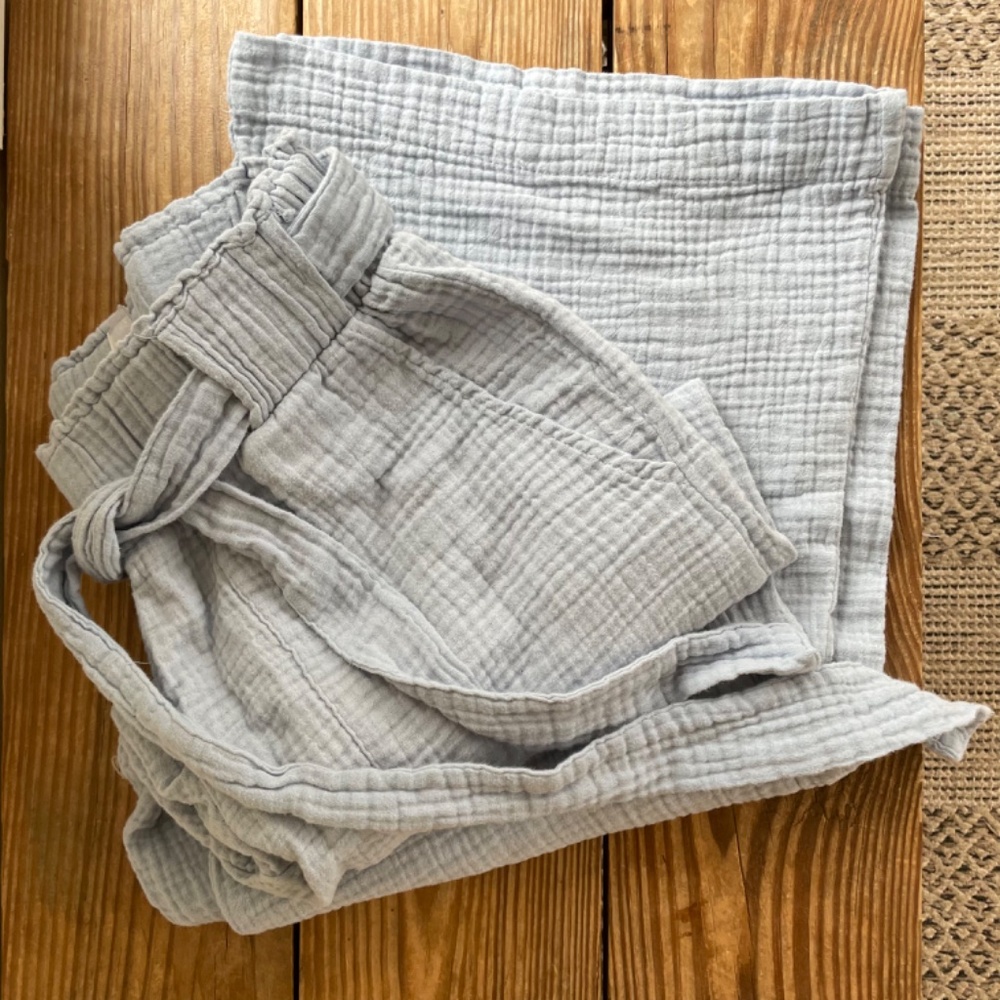 Banjara Anthropologie | Wide Leg Cotton Boho Crop Pants Pastel Baby Blue M - Picture 7 of 7